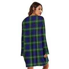 Forbes Modern Tartan Plaid Loose Crew Neck Dress
