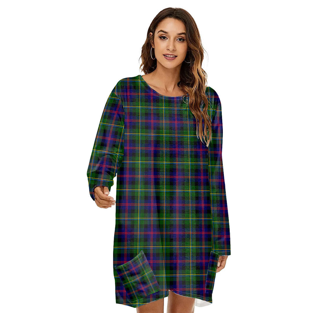 Malcolm Modern Tartan Plaid Loose Crew Neck Dress