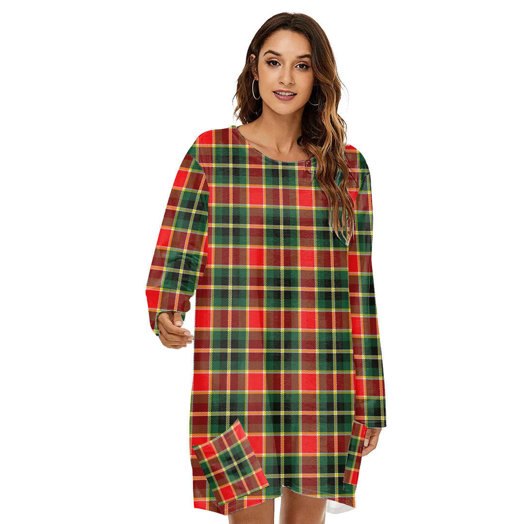 MacLachlan Hunting Modern Tartan Plaid Loose Crew Neck Dress