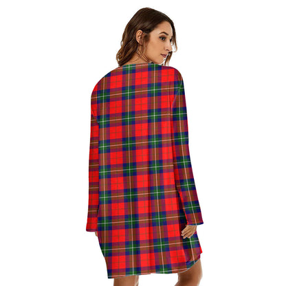 Ruthven Modern Tartan Plaid Loose Crew Neck Dress