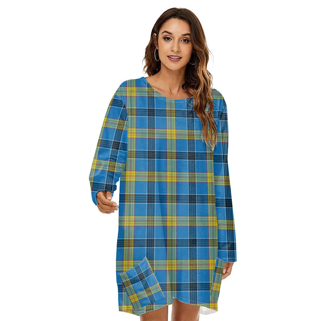 Laing Tartan Plaid Loose Crew Neck Dress