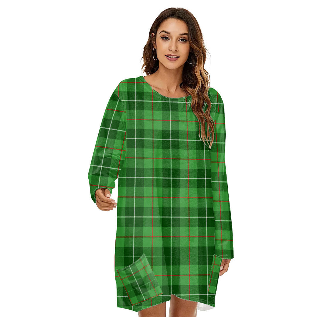 Galloway District Tartan Plaid Loose Crew Neck Dress