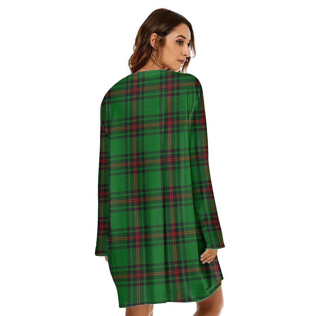 Fife District Tartan Plaid Loose Crew Neck Dress