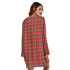 Fraser Weathered Tartan Plaid Loose Crew Neck Dress