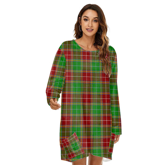 Baxter Modern Tartan Plaid Loose Crew Neck Dress