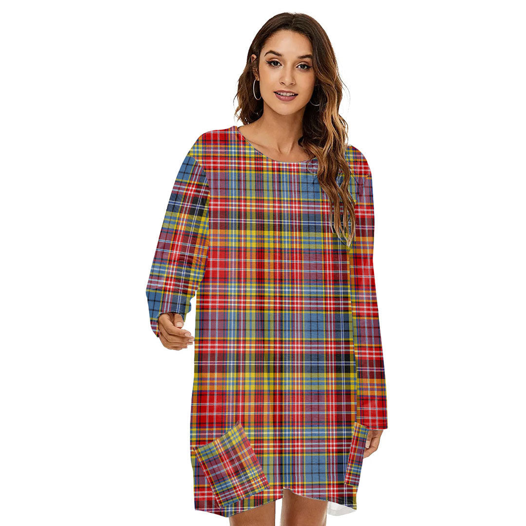 Drummond of Strathallan Tartan Plaid Loose Crew Neck Dress