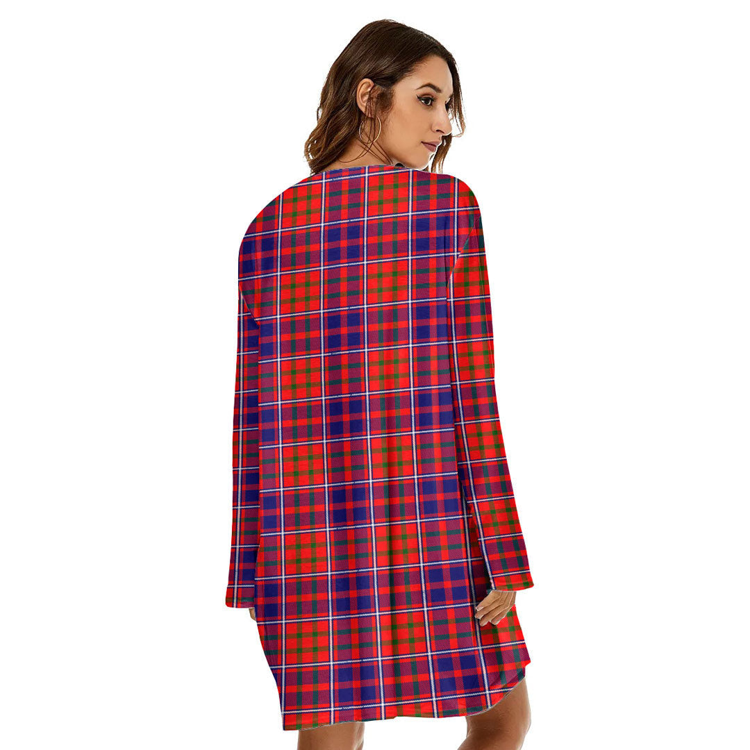 Cameron of Lochiel Modern Tartan Plaid Loose Crew Neck Dress