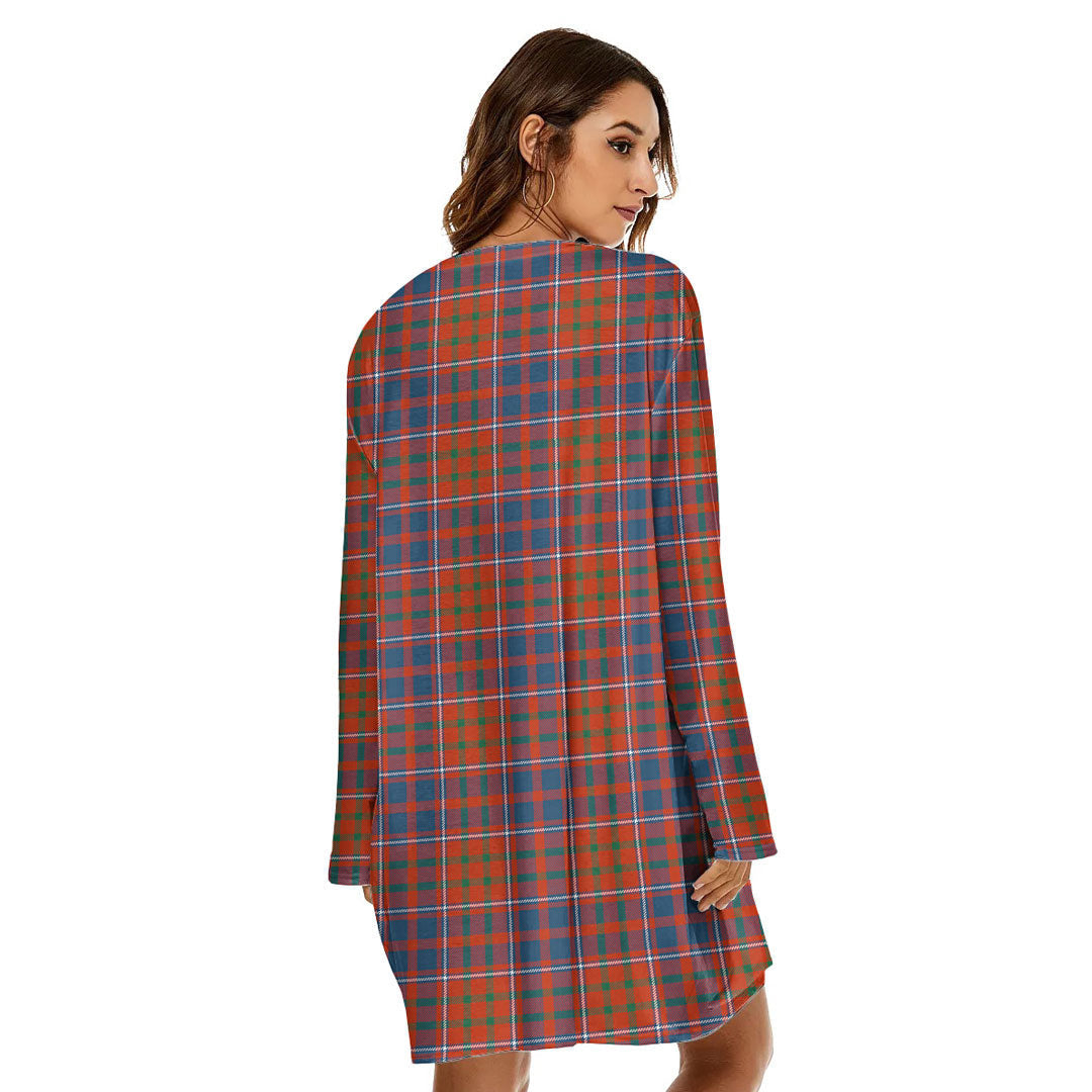 Cameron of Lochiel Ancient Tartan Plaid Loose Crew Neck Dress