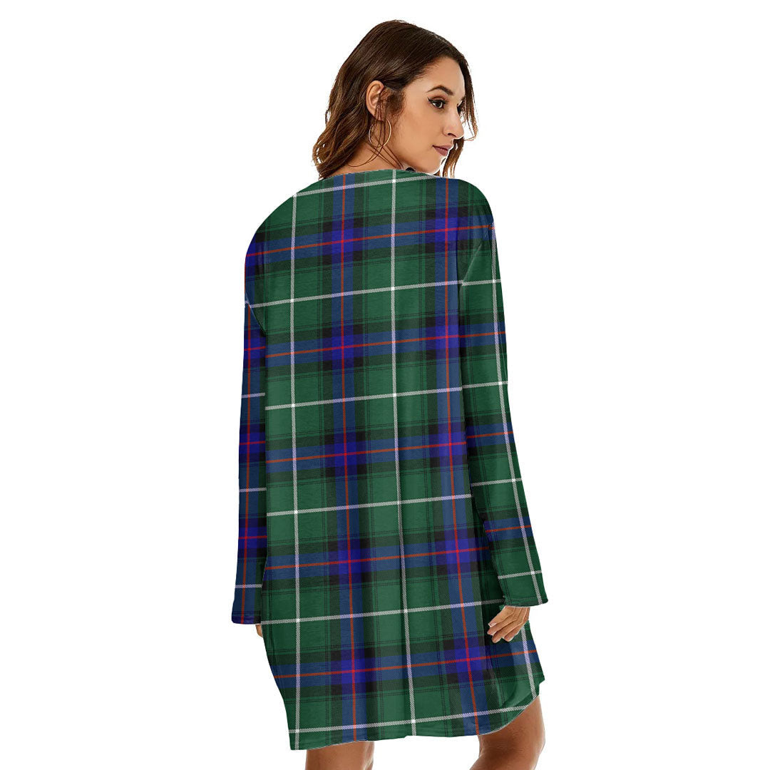 MacDonald of the Isles Hunting Modern Tartan Plaid Loose Crew Neck Dress