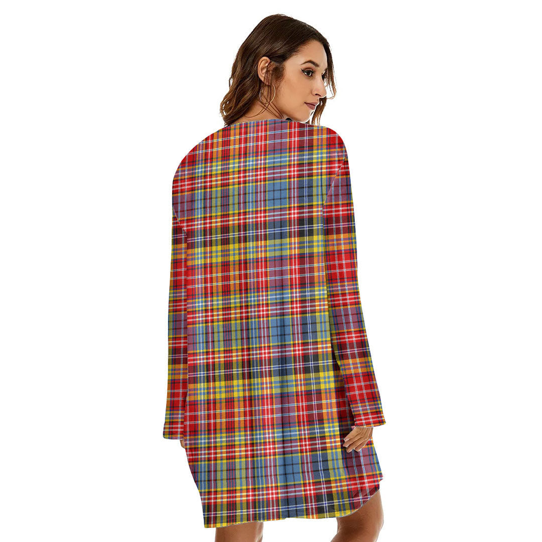 Drummond of Strathallan Tartan Plaid Loose Crew Neck Dress