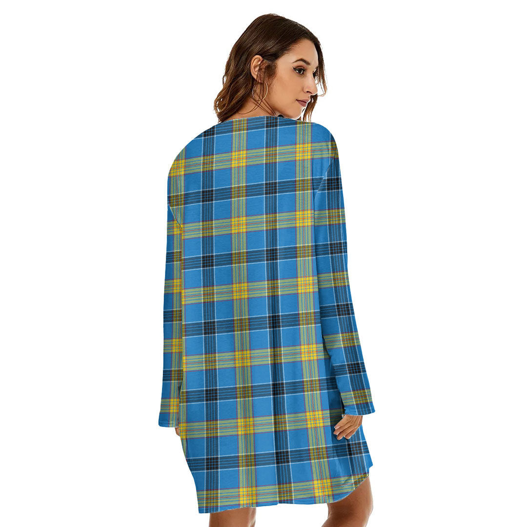 Laing Tartan Plaid Loose Crew Neck Dress