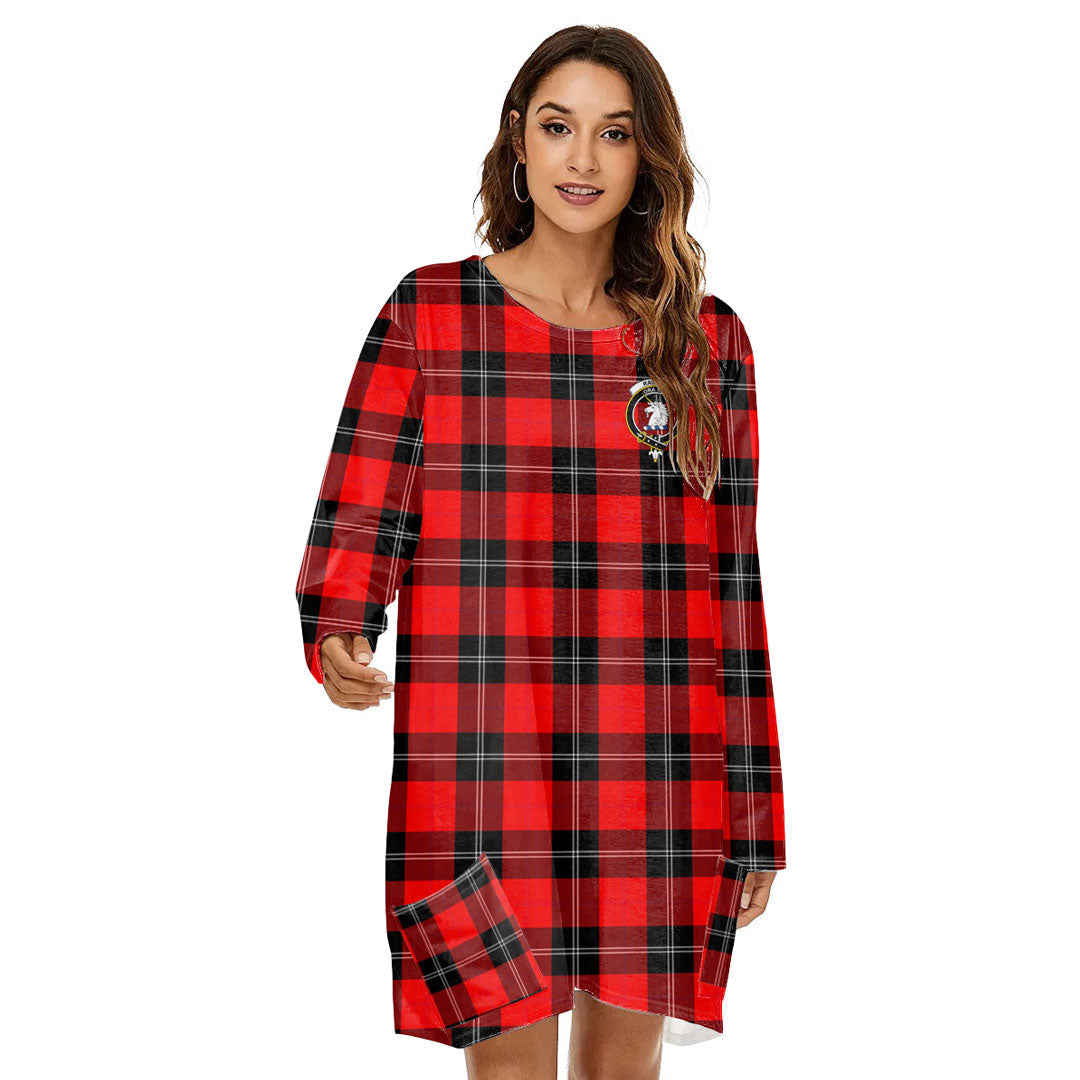 Ramsay Modern Tartan Crest Loose Crew Neck Dress