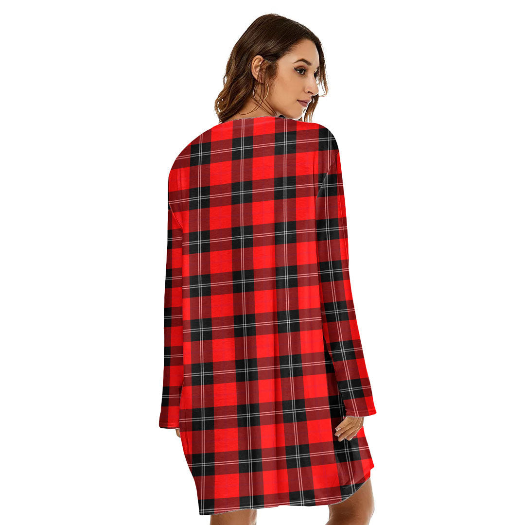 Ramsay Modern Tartan Crest Loose Crew Neck Dress