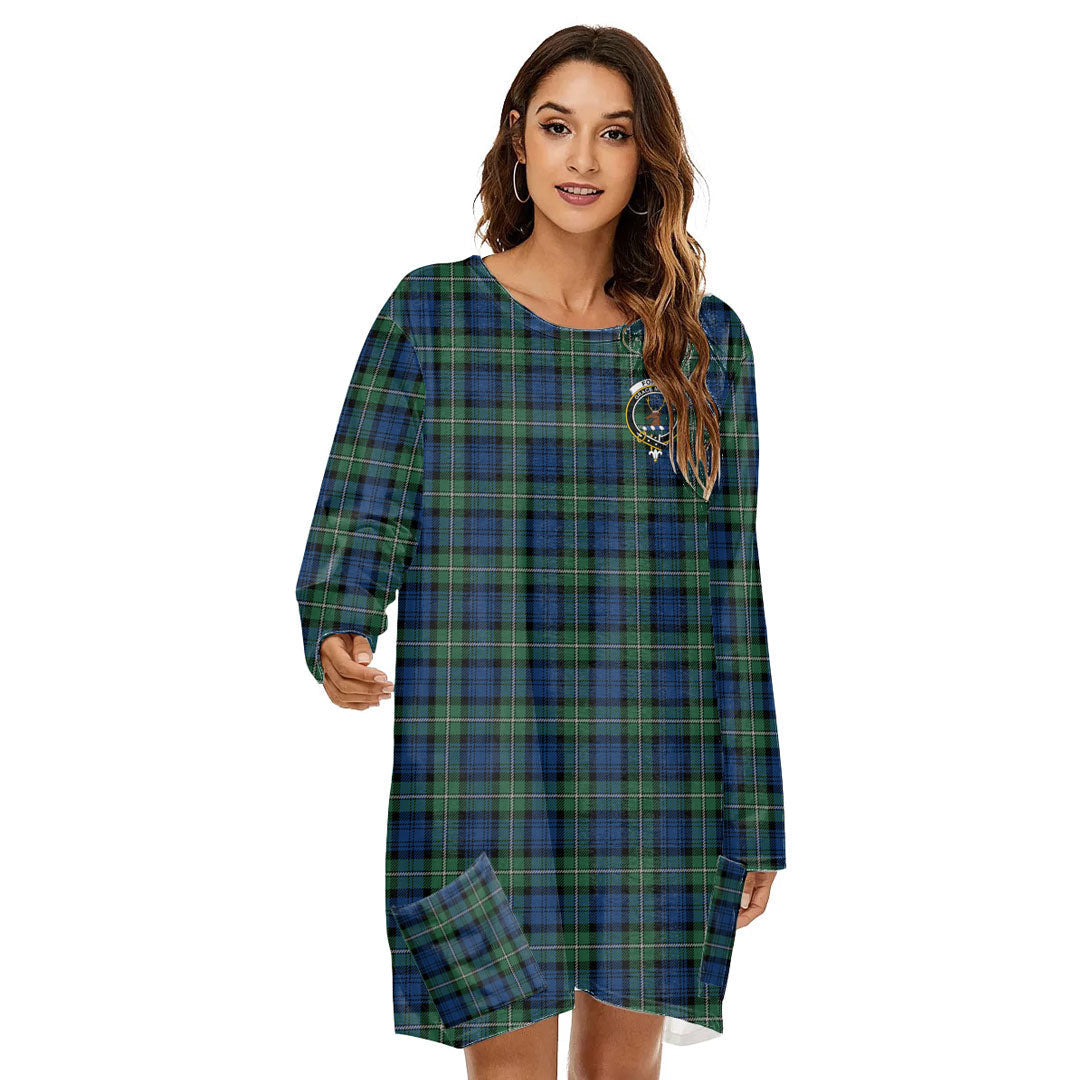 Forbes Ancient Tartan Crest Loose Crew Neck Dress