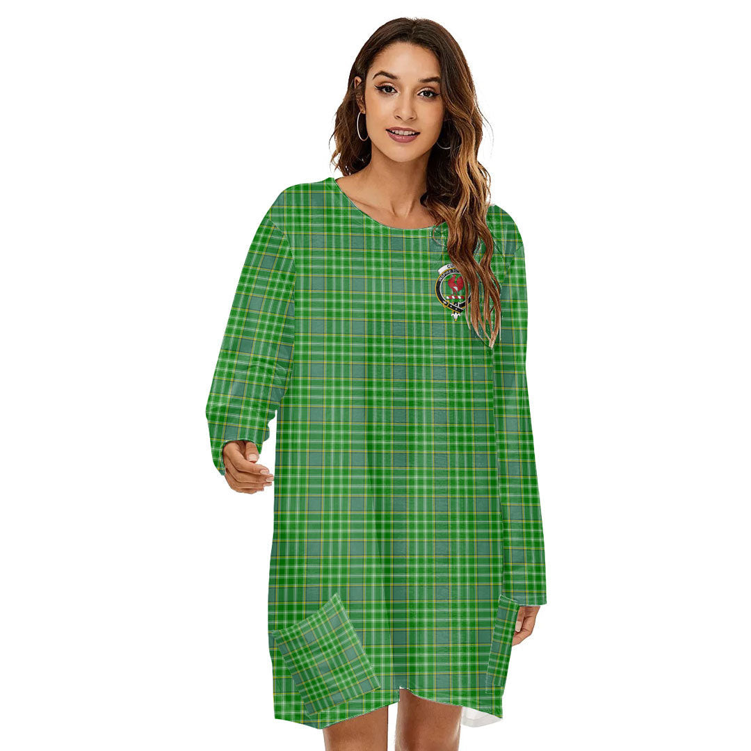 Currie Tartan Crest Loose Crew Neck Dress