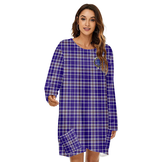 Ochterlony Tartan Crest Loose Crew Neck Dress