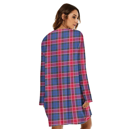 Graham of Menteith Red Tartan Crest Loose Crew Neck Dress