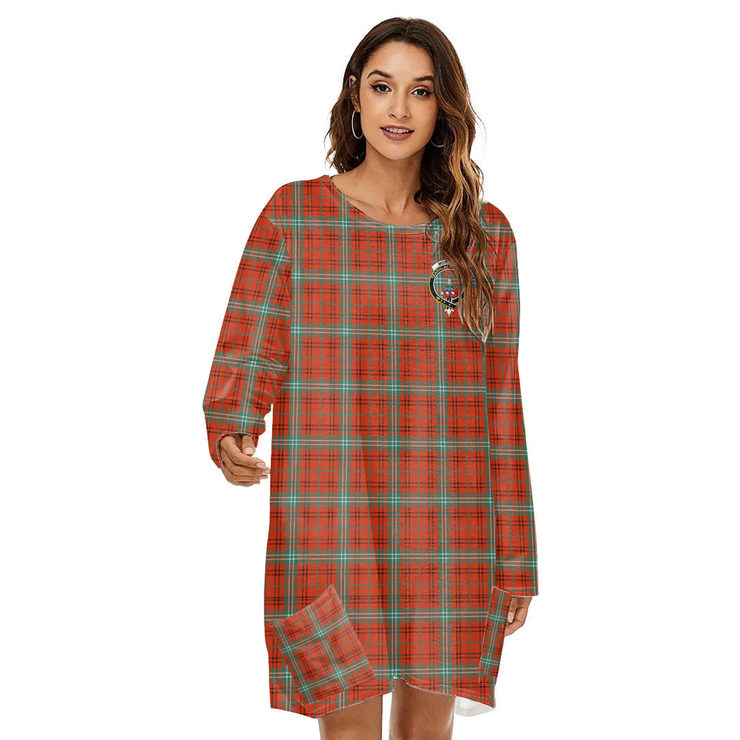 Morrison Red Ancient Tartan Crest Loose Crew Neck Dress