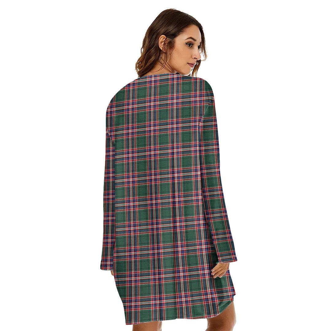 MacFarlane Hunting Modern Tartan Crest Loose Crew Neck Dress