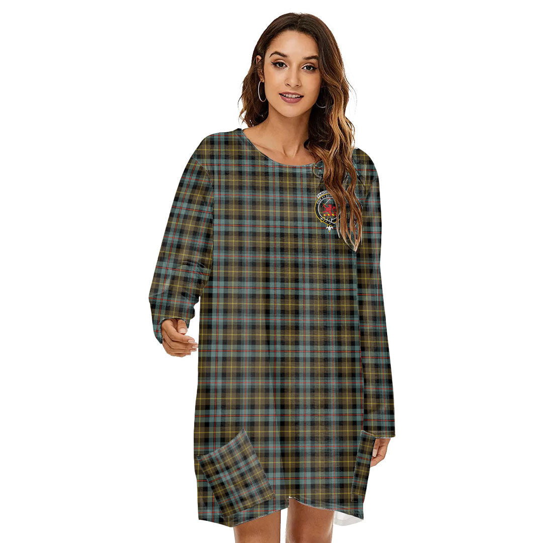 Farquharson Weathered Tartan Crest Loose Crew Neck Dress