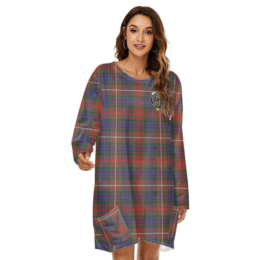 Fraser Hunting Modern Tartan Crest Loose Crew Neck Dress