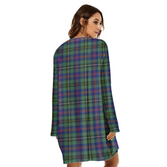 Wood Modern Tartan Crest Loose Crew Neck Dress