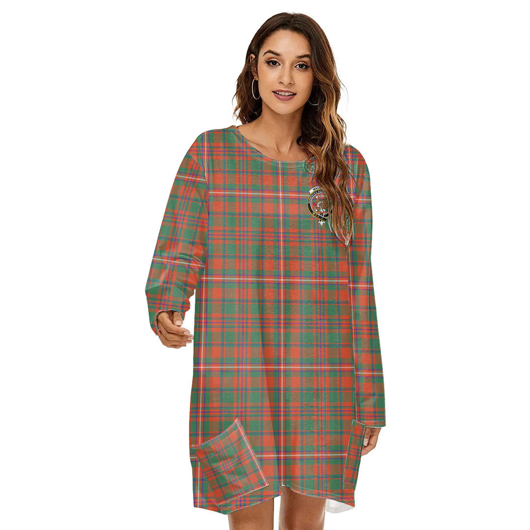 MacKinnon Ancient Tartan Crest Loose Crew Neck Dress