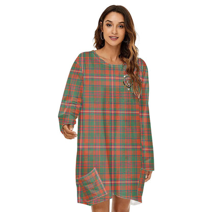 MacKinnon Ancient Tartan Crest Loose Crew Neck Dress