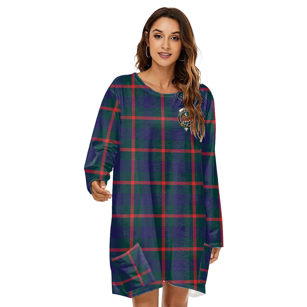 Agnew Modern Tartan Crest Loose Crew Neck Dress