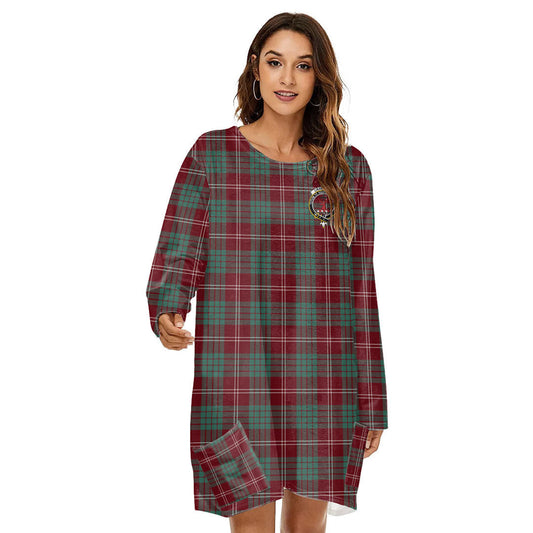 Crawford Modern Tartan Crest Loose Crew Neck Dress