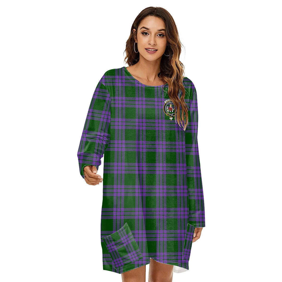 Elphinstone Tartan Crest Loose Crew Neck Dress