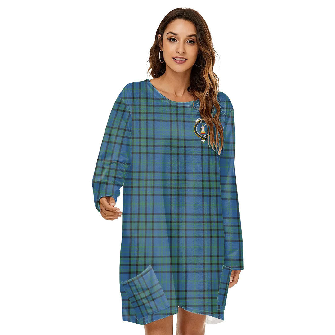 Matheson Hunting Ancient Tartan Crest Loose Crew Neck Dress