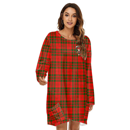 Livingstone Modern Tartan Crest Loose Crew Neck Dress