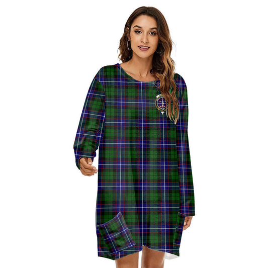 Russell Modern Tartan Crest Loose Crew Neck Dress