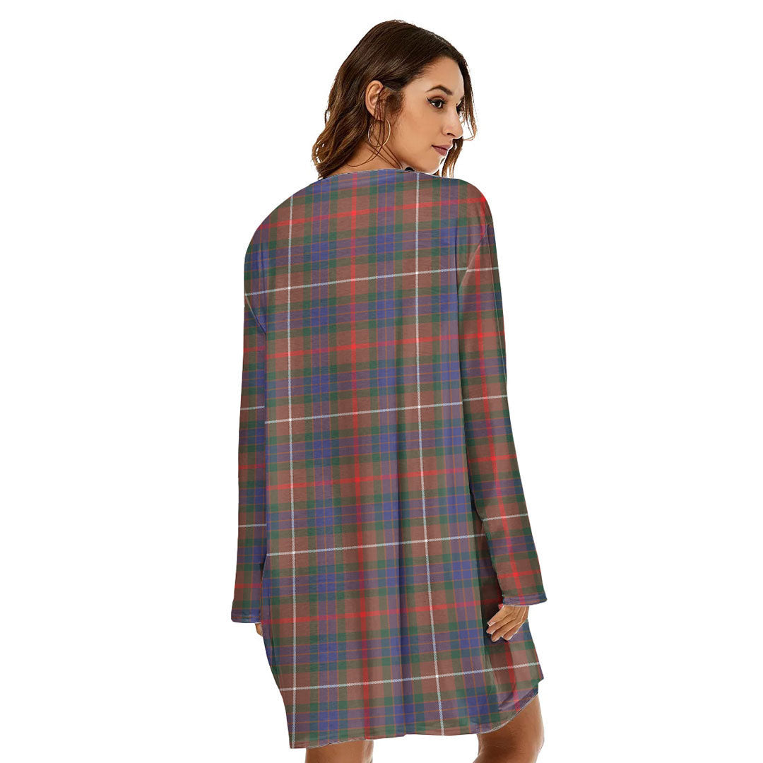 Fraser Hunting Modern Tartan Crest Loose Crew Neck Dress