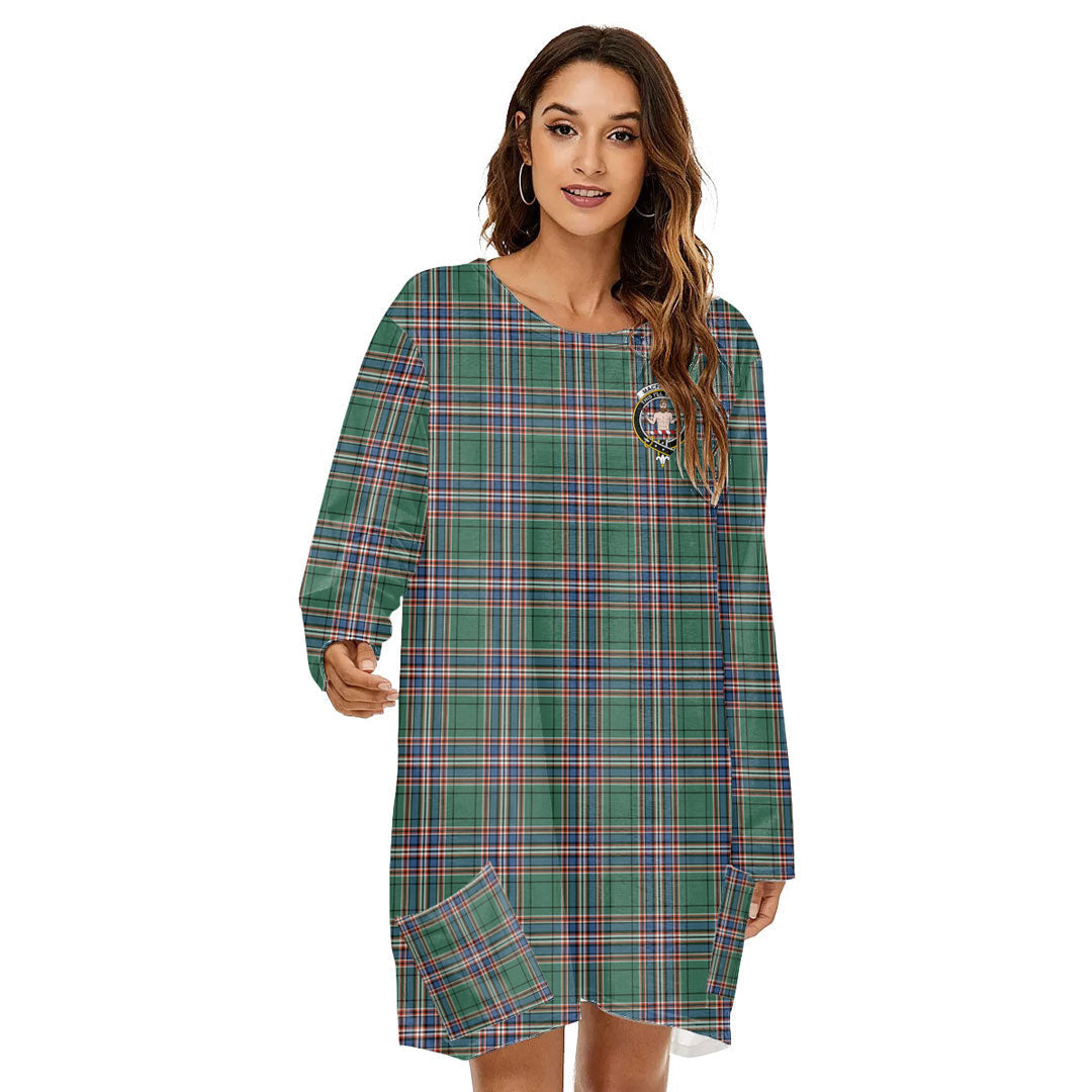 MacFarlane Hunting Ancient Tartan Crest Loose Crew Neck Dress