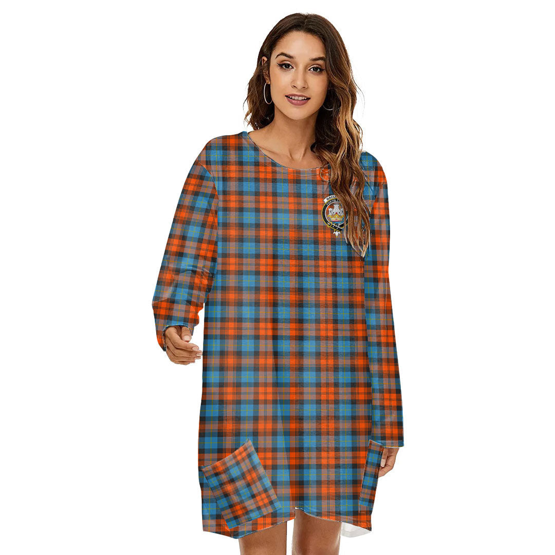 MacLachlan Ancient Tartan Crest Loose Crew Neck Dress