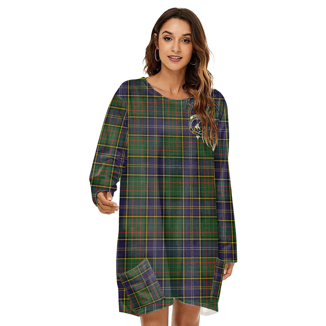 MacMillan Hunting Modern Tartan Crest Loose Crew Neck Dress