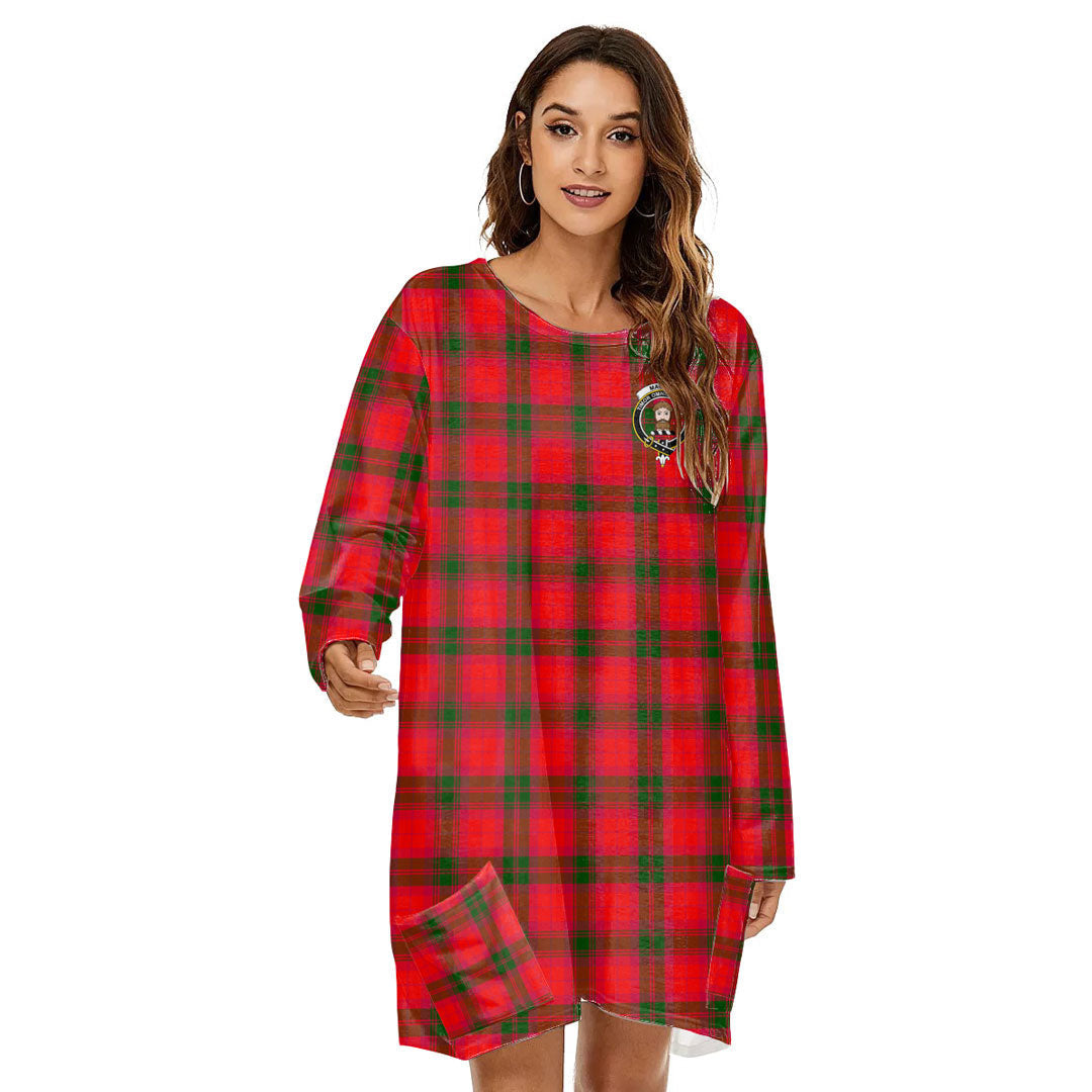 MacNab Modern Tartan Crest Loose Crew Neck Dress