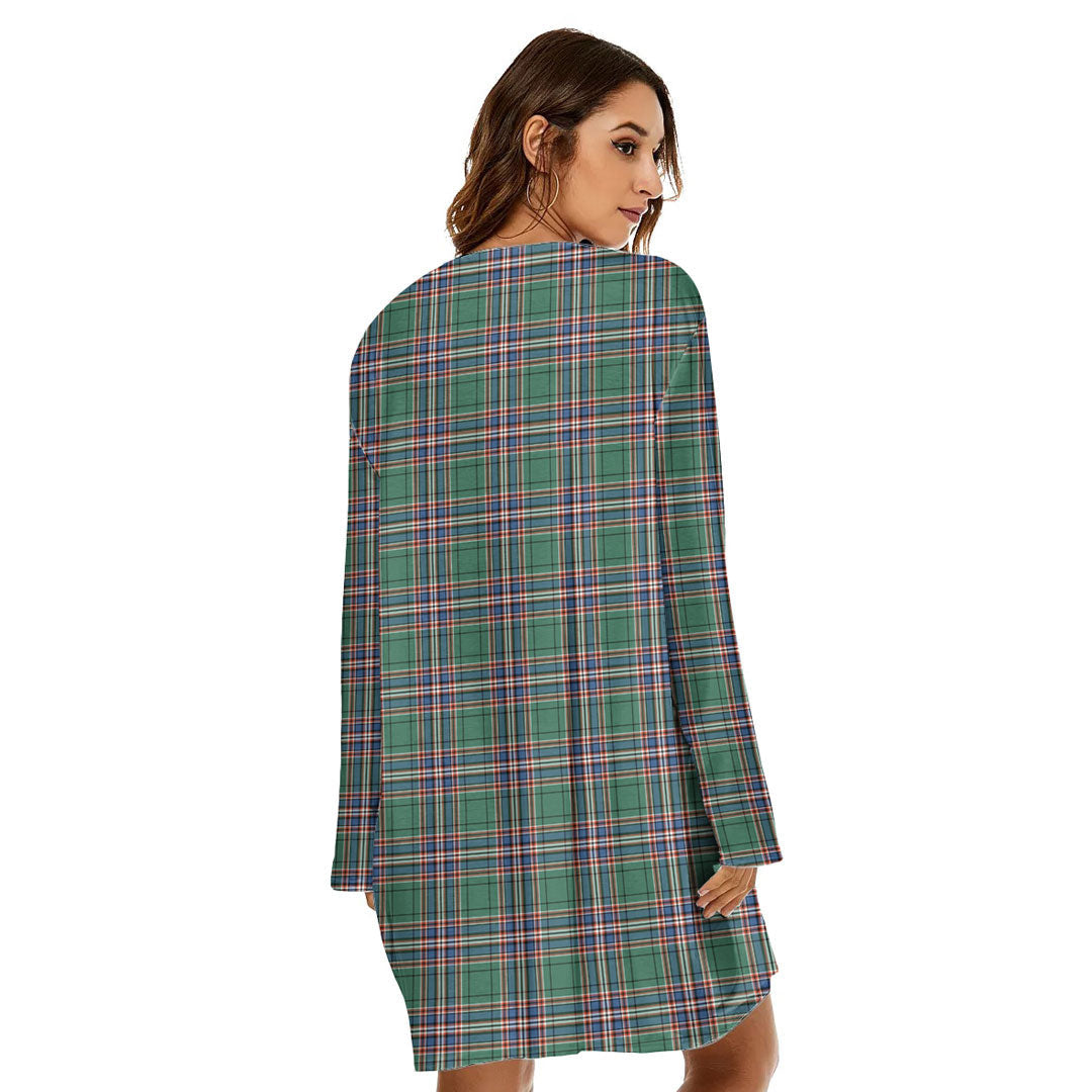 MacFarlane Hunting Ancient Tartan Crest Loose Crew Neck Dress