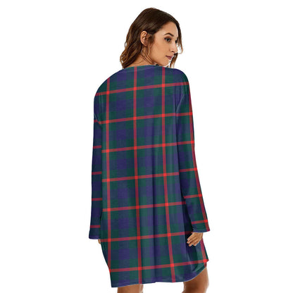 Agnew Modern Tartan Crest Loose Crew Neck Dress