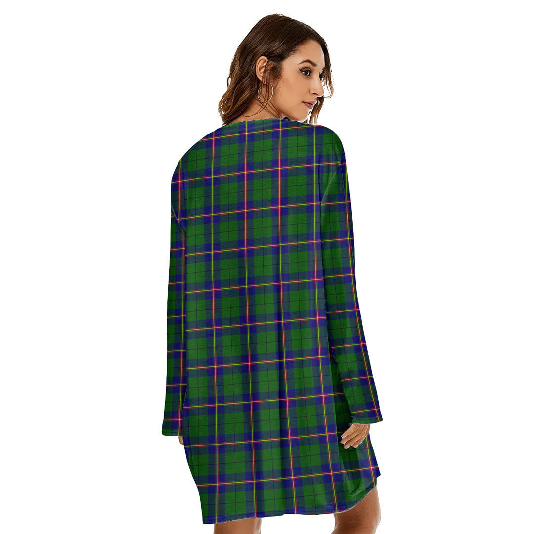 Carmichael Modern Tartan Crest Loose Crew Neck Dress