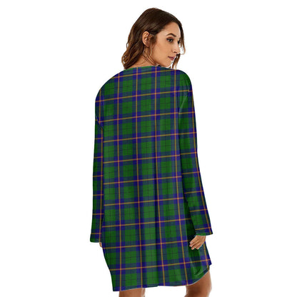 Carmichael Modern Tartan Crest Loose Crew Neck Dress