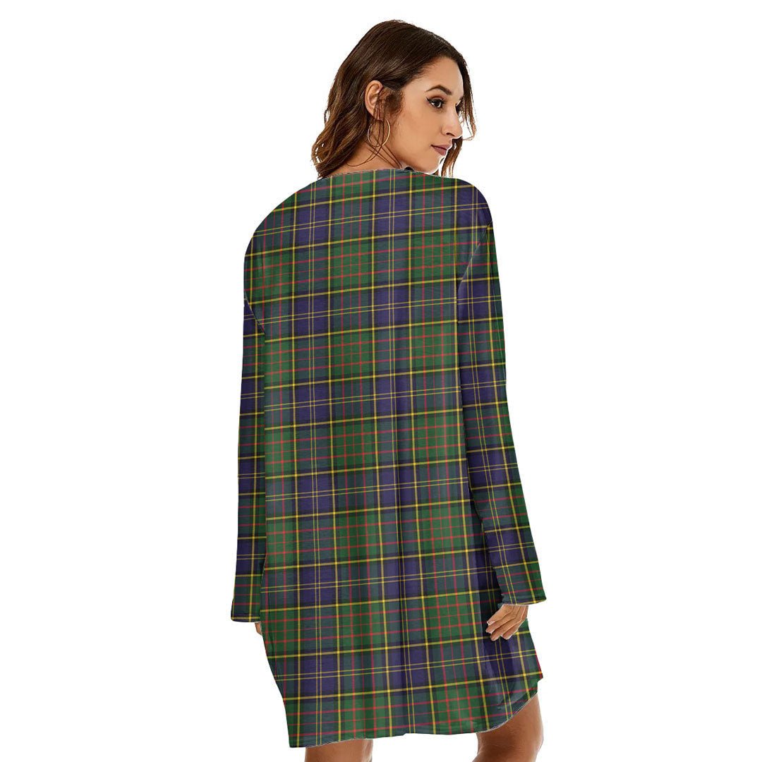 MacMillan Hunting Modern Tartan Crest Loose Crew Neck Dress