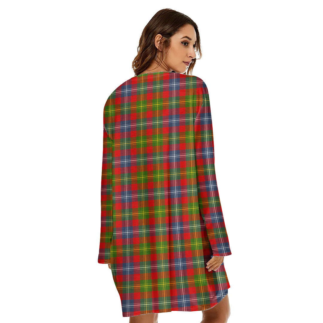 Forrester Tartan Crest Loose Crew Neck Dress