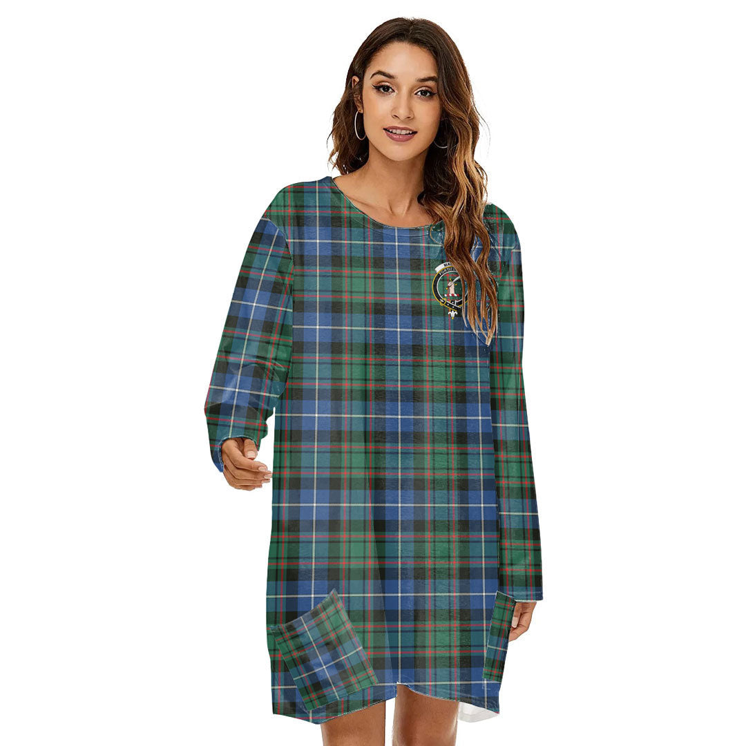 MacRae Hunting Ancient Tartan Crest Loose Crew Neck Dress