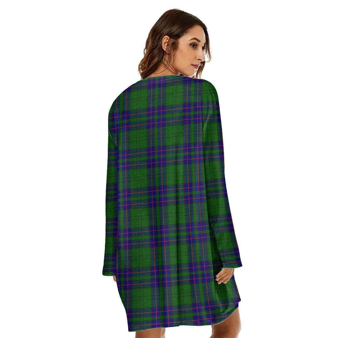 Lockhart Modern Tartan Crest Loose Crew Neck Dress