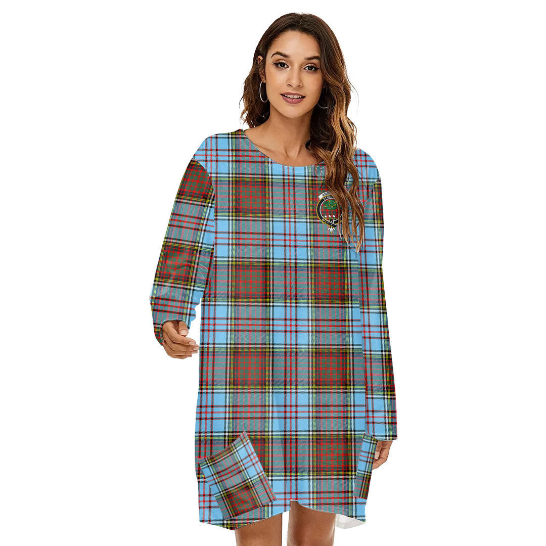 Anderson Ancient Tartan Crest Loose Crew Neck Dress