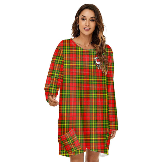 Leask Tartan Crest Loose Crew Neck Dress