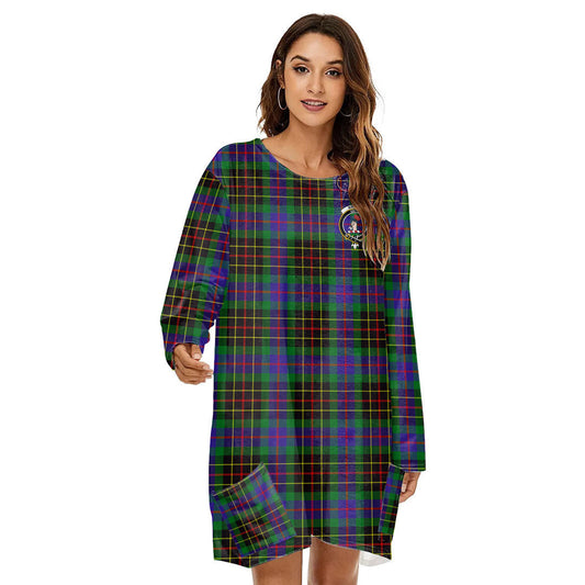 Brodie Hunting Modern Tartan Crest Loose Crew Neck Dress